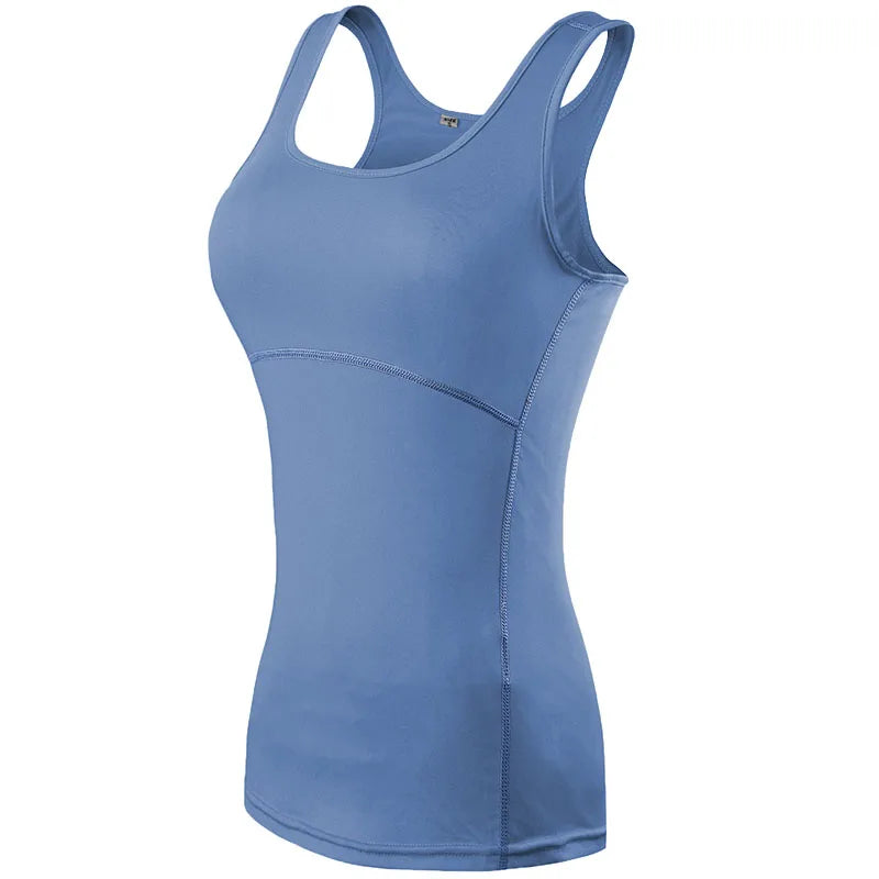 New Yoga Tops Women Sexy Gym Sportswear Vest Fitness Tight Woman Clothing Sleeveless Running Shirt Quick Dry White Yoga Tank Top